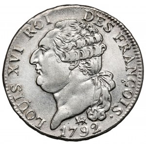 Francja, Ludwik XVI, 1/2 ecu 1792-A, Paryż