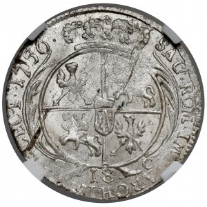 August III Sas, Ort Lipsk 1756 EC - szeroka głowa