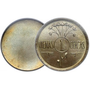 Litwa, PRÓBA, 1 vienas centas 1925 - odbitka rewersu