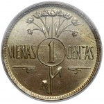 Litwa, PRÓBA, 1 vienas centas 1925 - odbitka rewersu