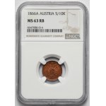 Austria, Franciszek Józef I, 5/10 krajcara 1866-A, Wiedeń
