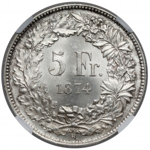 Szwajcaria, 5 franków 1874-B