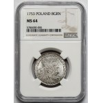 August III Sas, Dwuzłotówka Lipsk 1753 - 8 GR - piękna