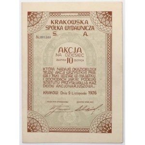 Krakowska Spółka Wydawnicza, 10 zł 1926