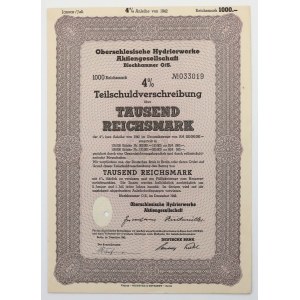 Blechhammer (Blachowania Śląska), Oberschlesische Hydrierwerke... 1.000 rmk 1942