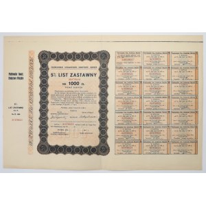 Piotrków TKM, List zastawny 1.000 zł 1938 - pełny arkusz blankietu drukarskiego