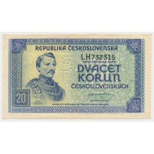Czechoslovakia, 20 Korun (1945) - Perforated S