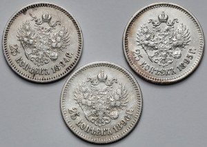 Russia, 25 kopecks 1894-1896 - set (3pcs)