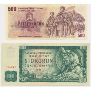 Czechoslovakia, 100 Korun 1961 & 500 Korun 1973 (2pcs)