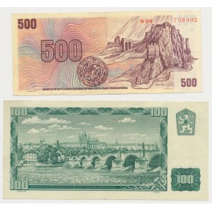 Czechoslovakia, 100 Korun 1961 & 500 Korun 1973 (2pcs)