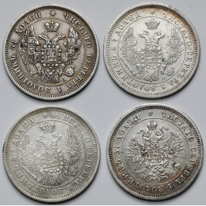 Rosja, 25 kopiejek 1847-1878 - zestaw (4szt)