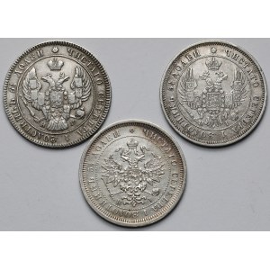 Rosja, 25 kopiejek 1841-1877 - zestaw (3szt)