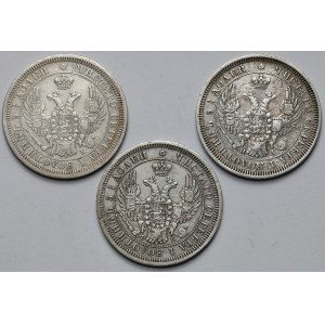 Rosja, 25 kopiejek 1854-1857 - zestaw (3szt)