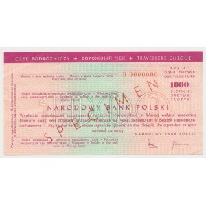 Czek podróżniczy NBP na 1.000 zł - SPECIMEN