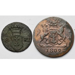 Wolne Miasto Gdańsk, Grosz 1809 i Szeląg 1812 - zestaw (2szt)