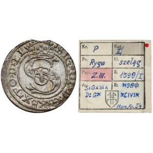 Zygmunt III Waza, Szeląg Ryga 1598 - ex. Kałkowski