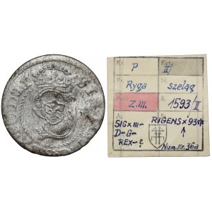 Zygmunt III Waza, Szeląg Ryga 1593 - ex. Kałkowski