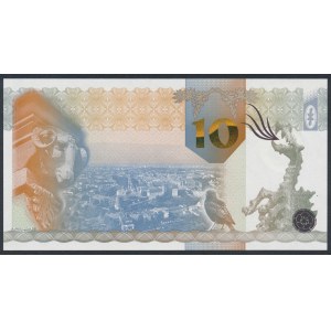 PWPW Kraków, hologram DUŻA CYFRA 10, panorama niebieska