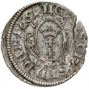 Jan II Kazimierz, Dwugrosz Gdańsk 1651 GR - z kopertką Kałkowskiego