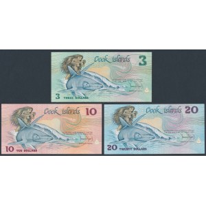 Cook Islands, 3 , 10 & 20 Dollars ND (3pcs)