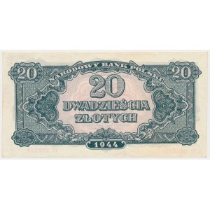 20 złotych 1944 ...owe - YY - nietypowe wymiary - wyższy, a krótszy