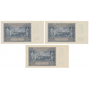 20 złotych 1940 - K - numery kolejne (3szt)