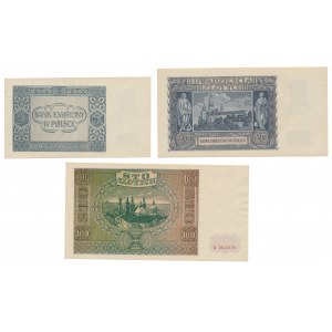Zestaw 5, 20 i 100 złotych 1940-1941 (3szt)