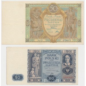 Zestaw 50 zł 1929 i 20 zł 1936 (2szt)