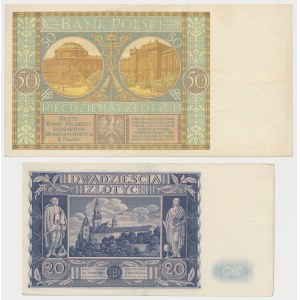 Zestaw 50 zł 1929 i 20 zł 1936 (2szt)