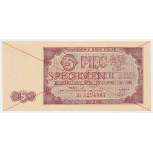 5 złotych 1948 - SPECIMEN - AL 1234567
