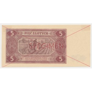 5 złotych 1948 - SPECIMEN - AL 1234567