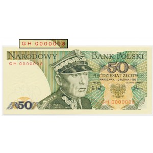 50 zł 1988 - GH 0000008 - niski numer - JEDNOCYFROWY
