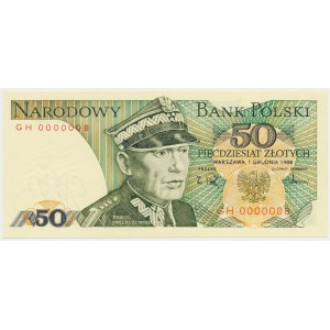 50 zł 1988 - GH 0000008 - niski numer - JEDNOCYFROWY