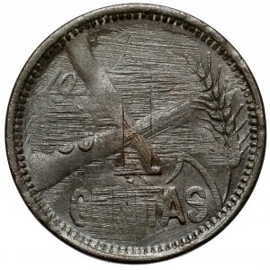 Litwa, 1 Centas 1936 - SKASOWANY stempel - 2x data - rzadkość