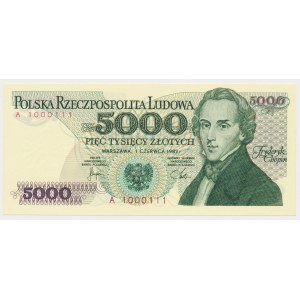 5.000 zł 1982 - A 1000111 - ładny numer