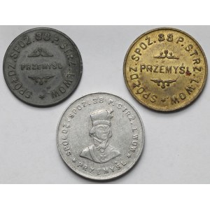 Przemyśl, 38. Pułk Strzelców Lwowskich - 20-50 groszy i 1 złoty - zestaw (3szt)