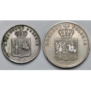 Powstanie Listopadowe, 2 i 5 złotych 1831 KG - zestaw (2szt)