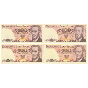 100 zł 1982-1986 - MIX serii - zestaw (4szt)