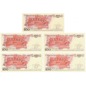 100 zł 1986-1988 - MIX serii, w tym TB - zestaw (5szt)