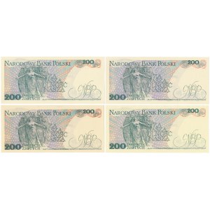 200 zł 1986-1988 - MIX serii - zestaw (4szt)