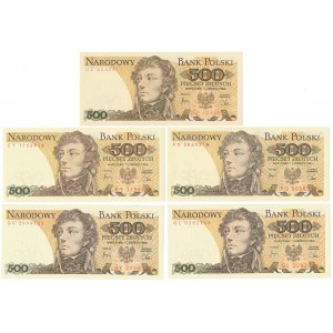 500 zł 1982 - MIX serii - zestaw (5szt)