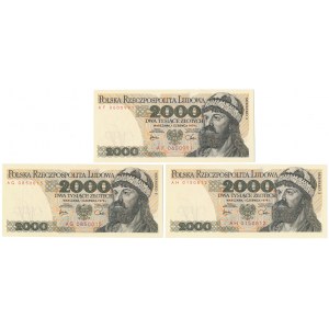 2.000 zł 1979 - AF, AG i AH - zestaw (3szt)