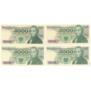 5.000 zł 1986-1988 - MIX serii - zestaw (4szt)