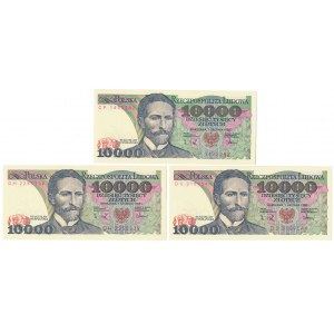 10.000 zł 1988 - CP, DH i DS - zestaw (3szt)