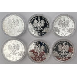 20 złotych 2002-2007 zwierzęta - zestaw (6szt)