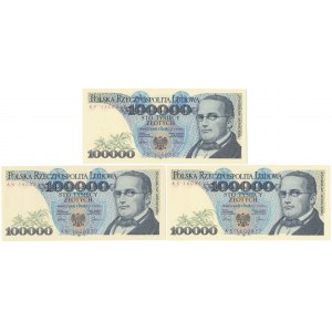 100.000 zł 1990 - AF, AN i AS - zestaw (3szt)