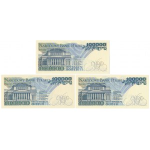 100.000 zł 1990 - AF, AN i AS - zestaw (3szt)