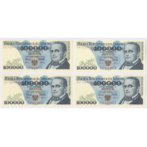 100.000 zł 1990 - MIX serii - zestaw (4szt)