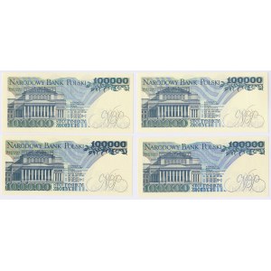100.000 zł 1990 - MIX serii - zestaw (4szt)