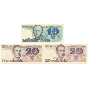 Zestaw 10 i 2x 20 zł 1982 - MIX serii (3szt)